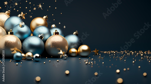 Luxurious Christmas balls on glowing bokeh background, Christmas and New Year minimalistic background