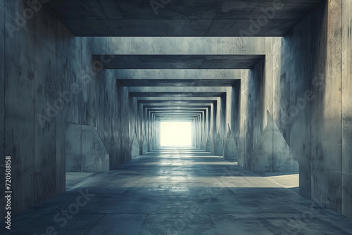 concrete tunnel structure with light at the bottom. 