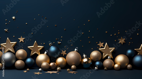 Luxurious Christmas balls on glowing bokeh background, Christmas and New Year minimalistic background