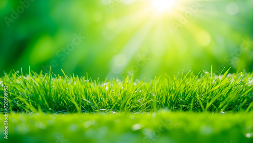 Green grass and sunlight banner background, Natural background
