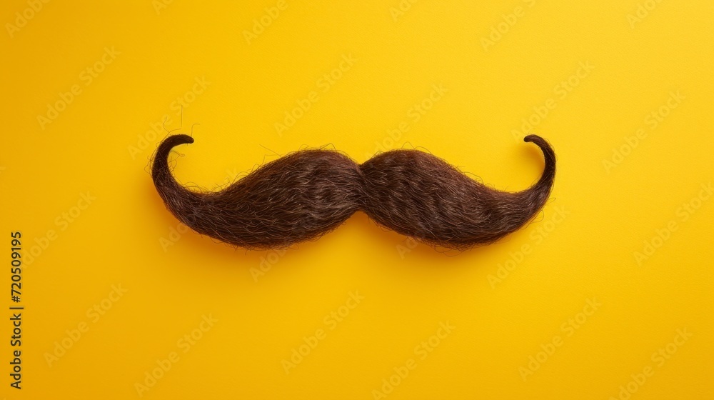 Obraz premium beautiful black mustache mustache on yellow background in high resolution and quality. classic mustache concept
