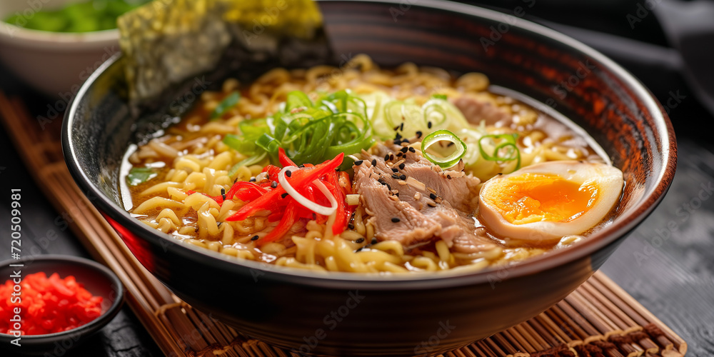 Delicious ramen noodles food background Delicious ramen noodles food background