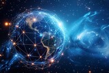 Global Connectivity Depicted By Intersecting Lines Surrounding Globe In This Stock Photo