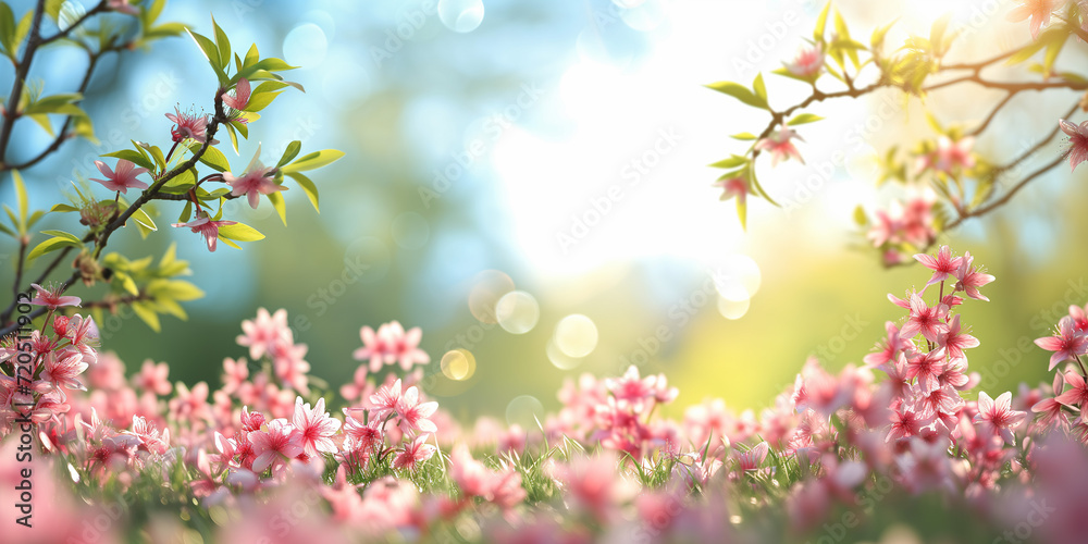 Flower spring with defocused background