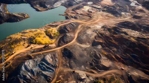 aerial view shore mining