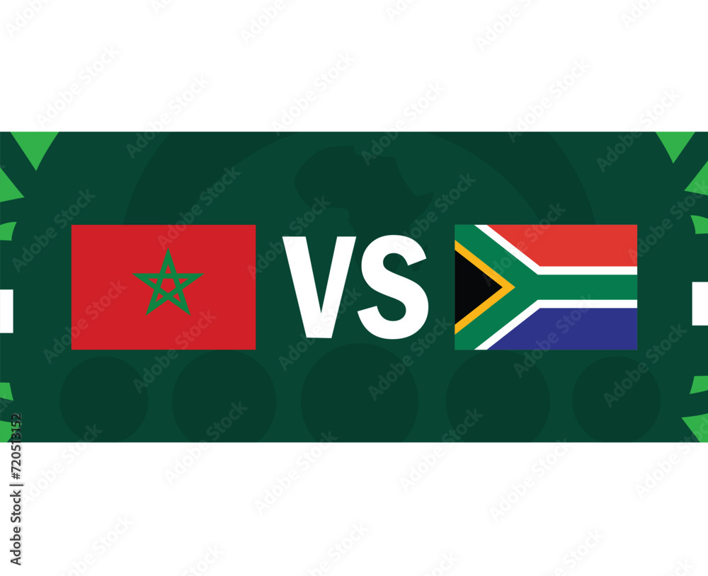 Morocco And South Africa Match Flags African Nations 2023 Emblems Teams Countries African Football Symbol Logo Design Vector Illustration Morocco And South Africa Match Flags African Nations 2023 Emblems Teams Countries African Football Symbol Logo Design Vector Illustration