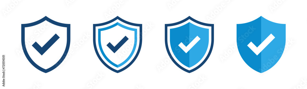 Shield with check mark icon set
