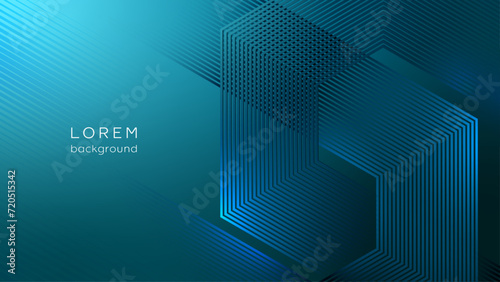 Modern turquoise abstract background with striped figures.