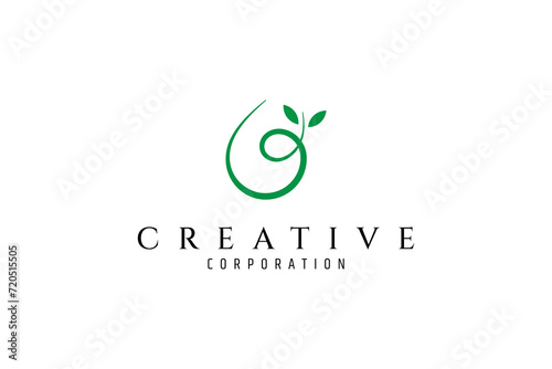 water drop logo with green leaf combination in simple flat vector design style