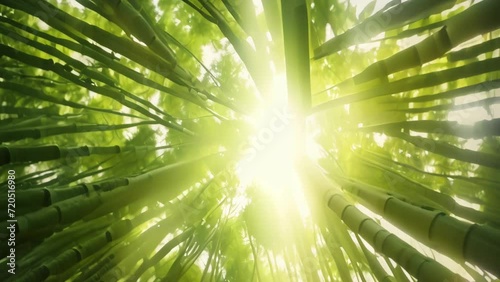 sun rays through the  bamboo forest nature photo