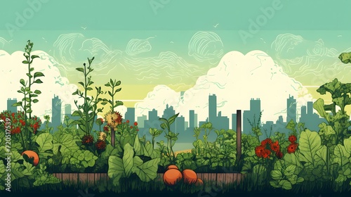 Urban farm on a roof poster with copy space 