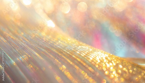 Golden background with copyspace. Textured gold metallic surface with opalizing pastel tones. 