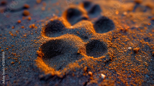Sand with prints of animal traces embossed patterns created by the traces of animals give sand wild and natural appear