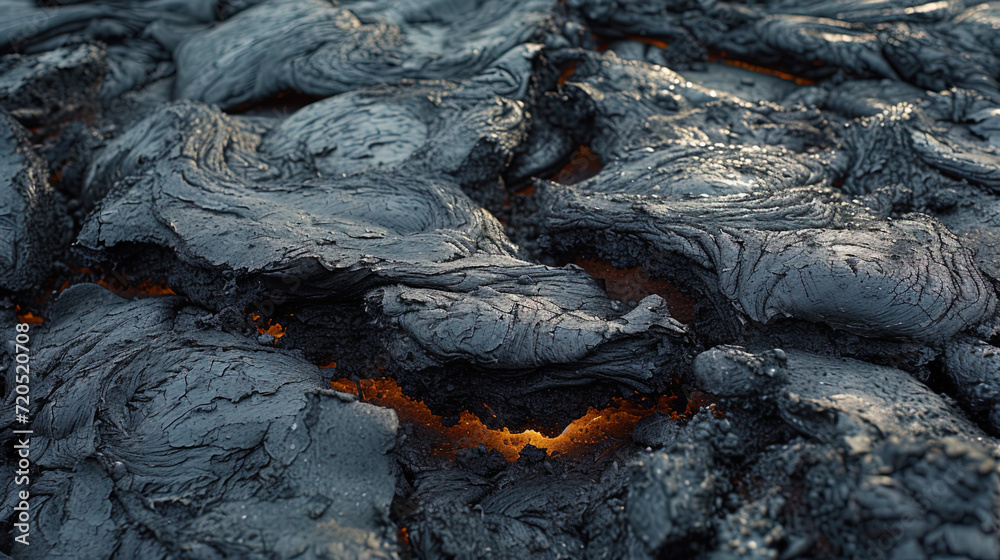 Texture protrusions and hollows on the surface of frozen lava, creating a voluminous re Texture protrusions and hollows on the surface of frozen lava, creating a voluminous re
