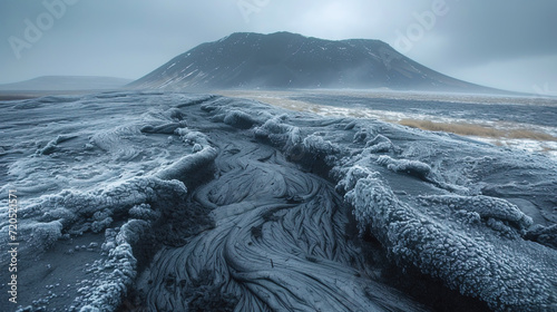 The lava desert with endless stripes of frozen lava and ash bert