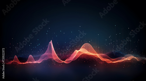 Futuristic technology background of digital glowing waves and network system