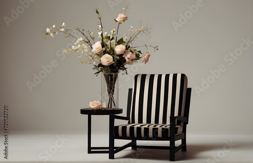 Minimalist Interior of a sofa with a bouquet photo