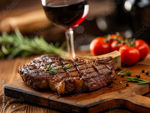 Delicious steak on the wooden table
