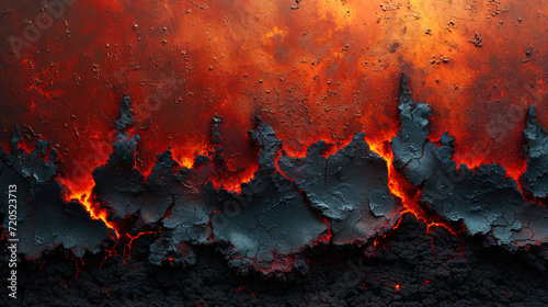 Traces of fiery exposure texture with black and red traces on the surface of metal created b © JVLMediaUHD