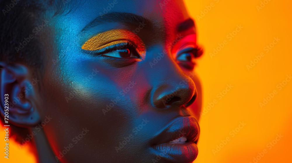 Two color skin skin with various shades and color effects, creating interesting contrast and dynami