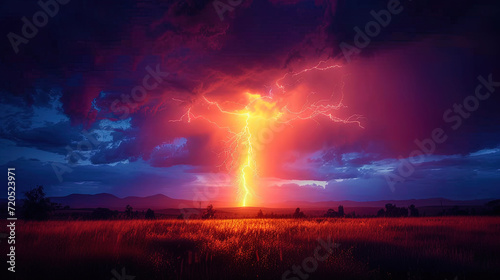Unusual forms of lightning complex forms of light, creating non standard and creative images in he