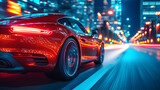 Car on the road with motion blur background,high speed concept. Street racing videogame gameplay
