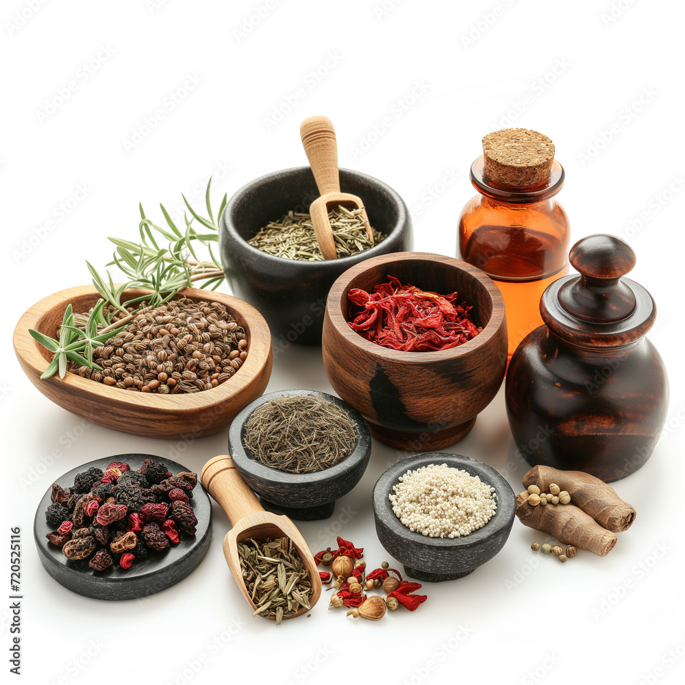 Fototapeta premium Traditional medicine on white background