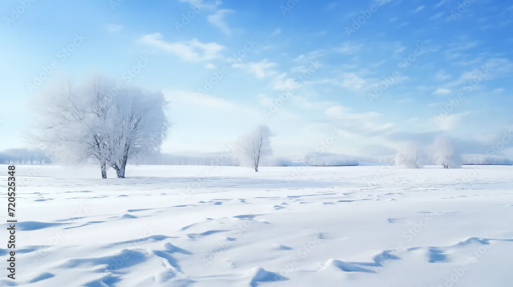 winter landscape with trees and snow. Generative AI