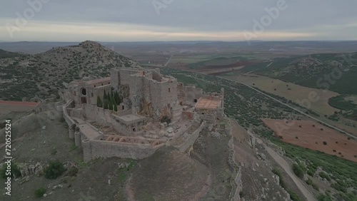Aerial Panorama of Calatrava Castle's Timeless Beauty in Spain