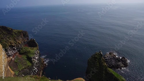 Iceland nature landscape on Arnarstapi Snaefellsnes. Arnarstapi harbour, Iceland. photo