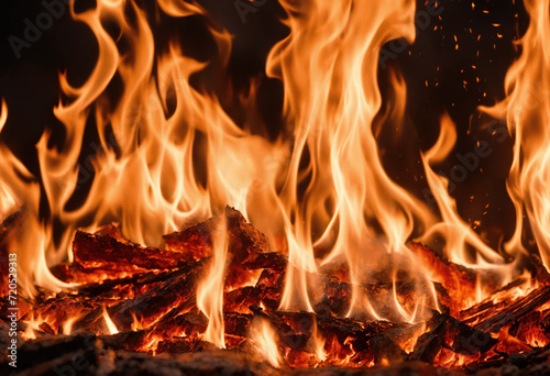 des flammes de feu orange - generative AI