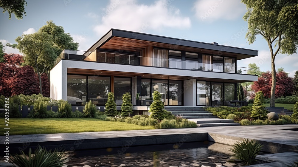 Modern luxury mansion. Architecture and design concept. Generative Ai Modern luxury mansion. Architecture and design concept. Generative Ai
