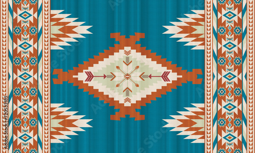 American tribal ethnic native pattern.Traditional Navajo,Aztec,Apache,Southwest and Mexican style fabric pattern.Abstract vector motifs pattern.For fabric,clothing,blanket,carpet,woven,wrap,decoration