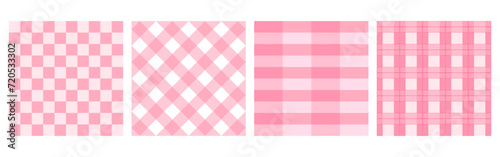 Pink and white plaid tartan seamless pattern. Checkered picnic cooking table cloth