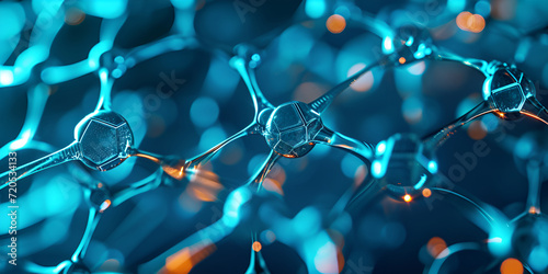 Abstract Blue Science Digital Background: Exploring Big Data Technology and Molecular Structures in Medicine  photo