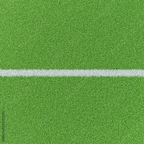 Chalk line on a groomed grass field. Base image for composites for soccer or football sports images. High angle view.