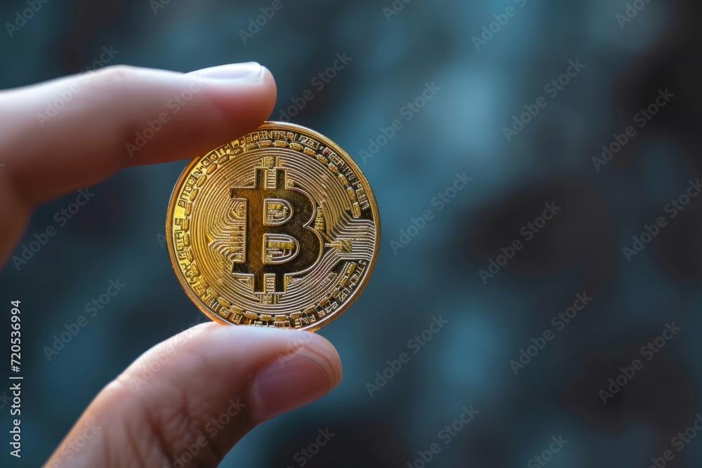 one bitcoin held between two fingers Generative AI one bitcoin held between two fingers Generative AI