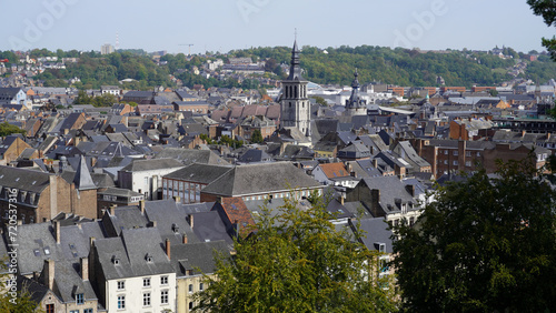 View over Namur in Wallonia, Belgium. In the center the Saint-Jean-Baptiste church.