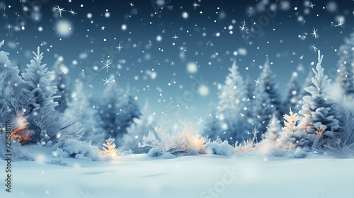 Beautiful winter Christmas glowing background with falling snowflakes, winter background © feeng