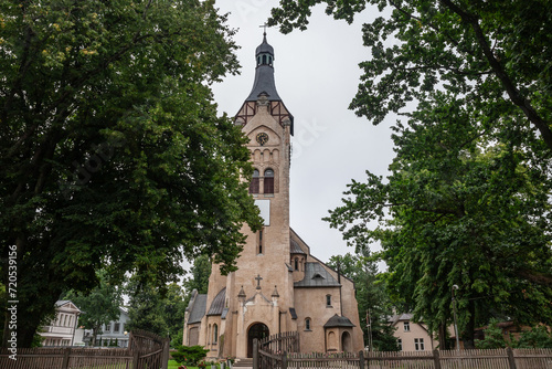 Picture of the dubulti evangelical church in Jurmala, latvia. It's a lutheran protestant church photo