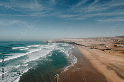 Fototapeta Naklejka Na Ścianę i Meble -  Drone Footage Of Ocean Waves , Tamri Morocco