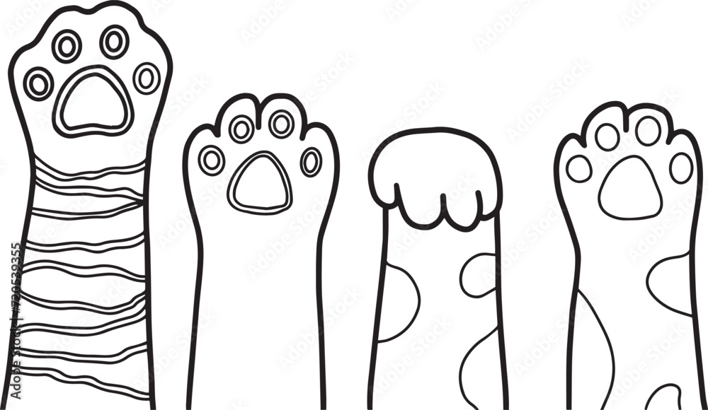 Cat paw vector icon calico kitten footprint logo character cartoon ginger doodle vector illustration sign. Outline Cat paw vector icon calico kitten footprint logo character cartoon ginger doodle vector illustration sign. Outline