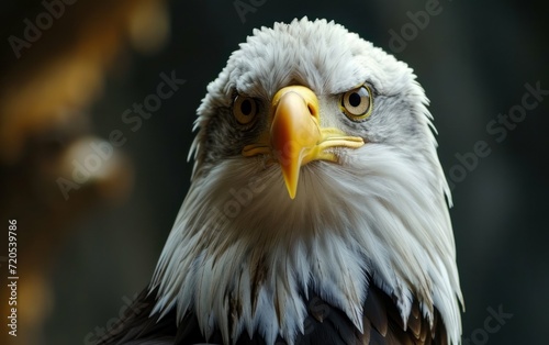 Shot of an eagle stoic gaze epitomizing the spirit of the untamed wilderness
