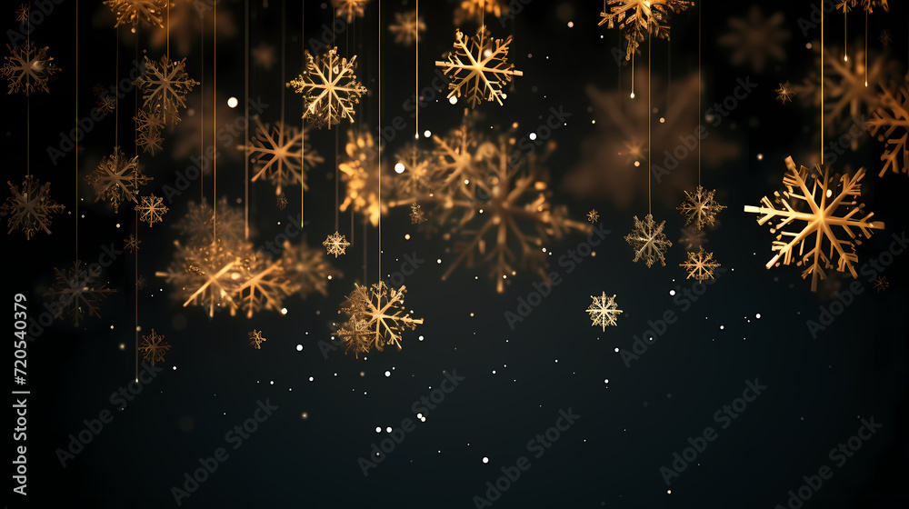 Beautiful winter Christmas glowing background with falling snowflakes, winter background