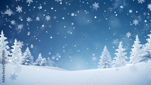 Beautiful winter Christmas glowing background with falling snowflakes, winter background © feeng