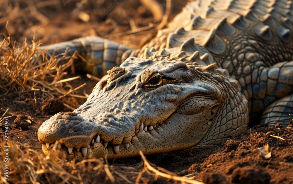 Fototapeta premium shot of a crocodile in repose embodying the patient demeanor of a skilled ambush predator