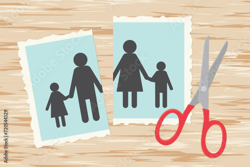 concept of family, marital problems, separation; divorce - vector illustration photo