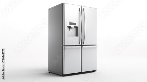 Keep Your Food Fresh, Efficient and Stylish Modern Silver Refrigerator on White Background, Generative AI