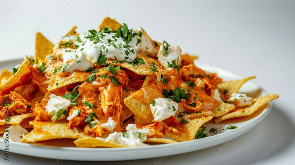 Buffalo Chicken Nachos against a white background Buffalo Chicken Nachos against a white background