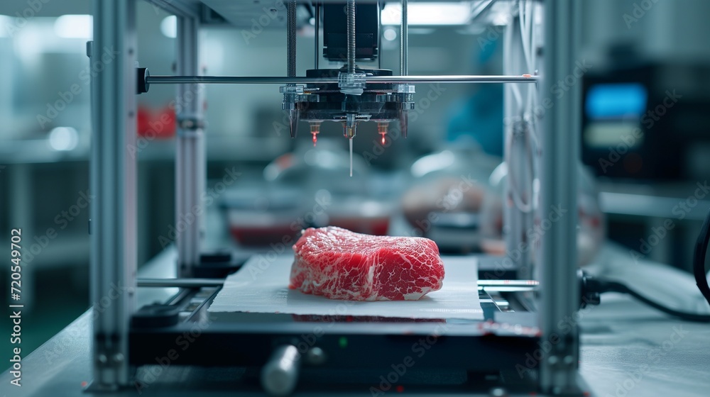 Laboratorygrown artificial meat concept showcasing the future of food with cultured beef, a
